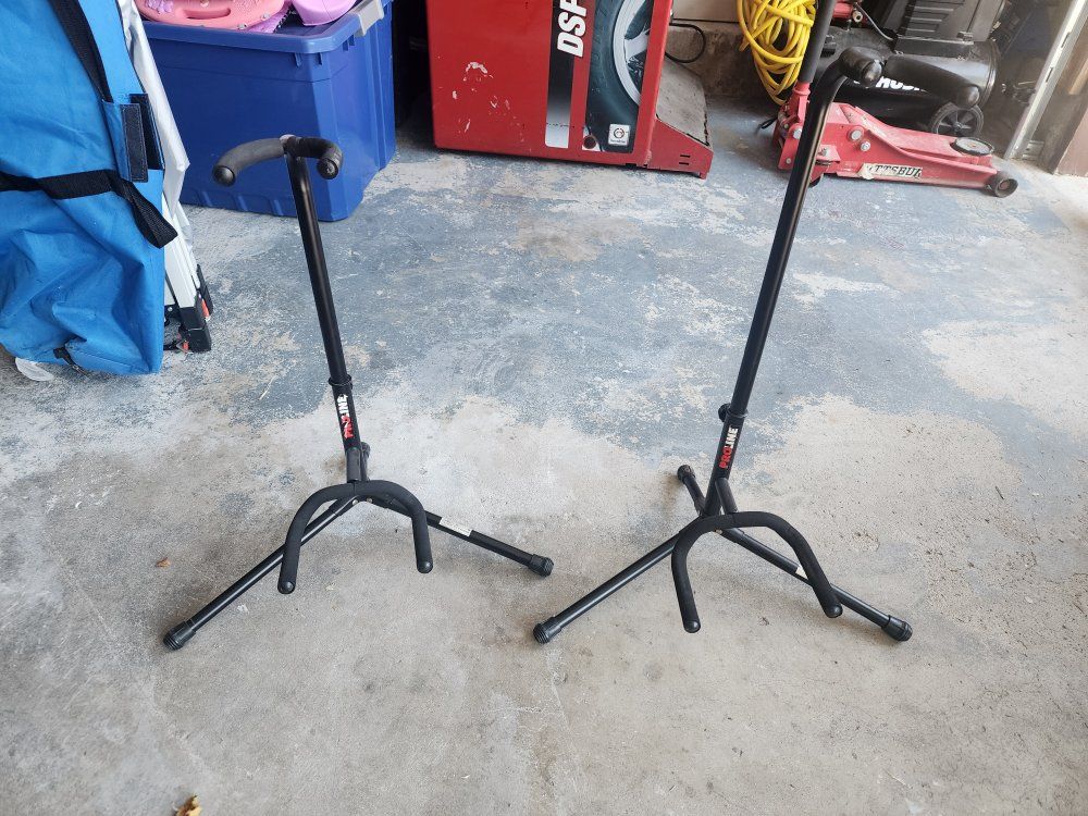 Pair Proline PLGS1 Adjustable A-Frame Padded Guitar Stands - Black, Used