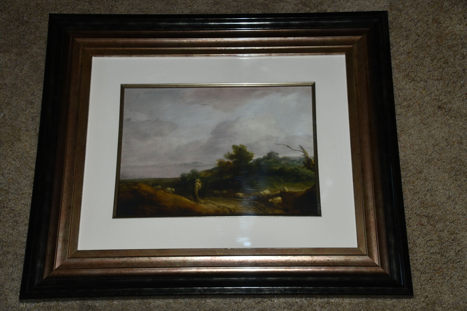 "SHEPHERD and HIS FLOCK" PICTURE ~ 21" x 25" FRAMED ~ BEAUTIFUL!