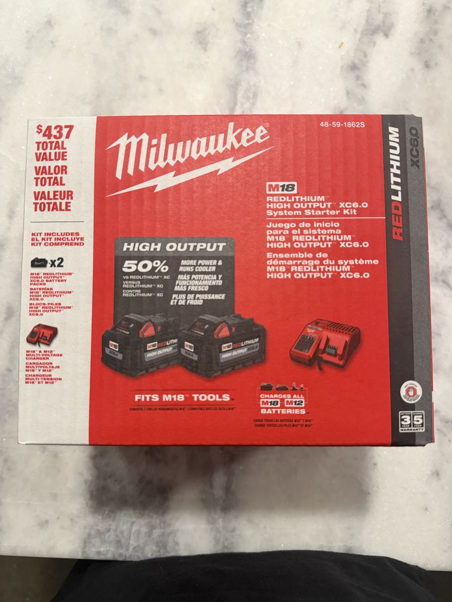 Milwaukee 2 pack XC6.0 High Output Batteries and Charger