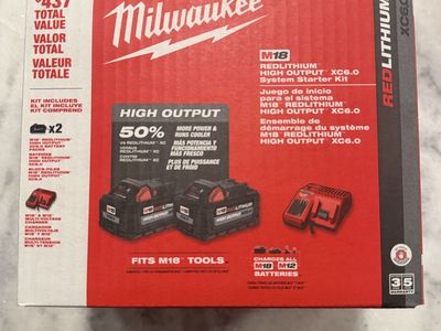 Milwaukee 2 pack XC6.0 High Output Batteries and Charger