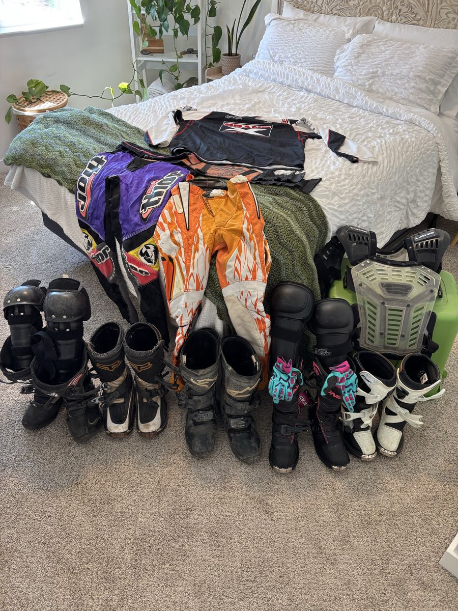 HUGE Dirt Bike Gear Lot - Boots, Pants, Chest Protector, Armor (New & Used)