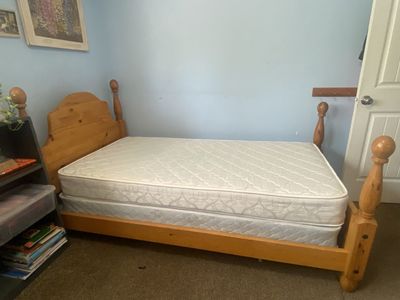 Solid Wood, Twin Bed With Mattress And Box Springs