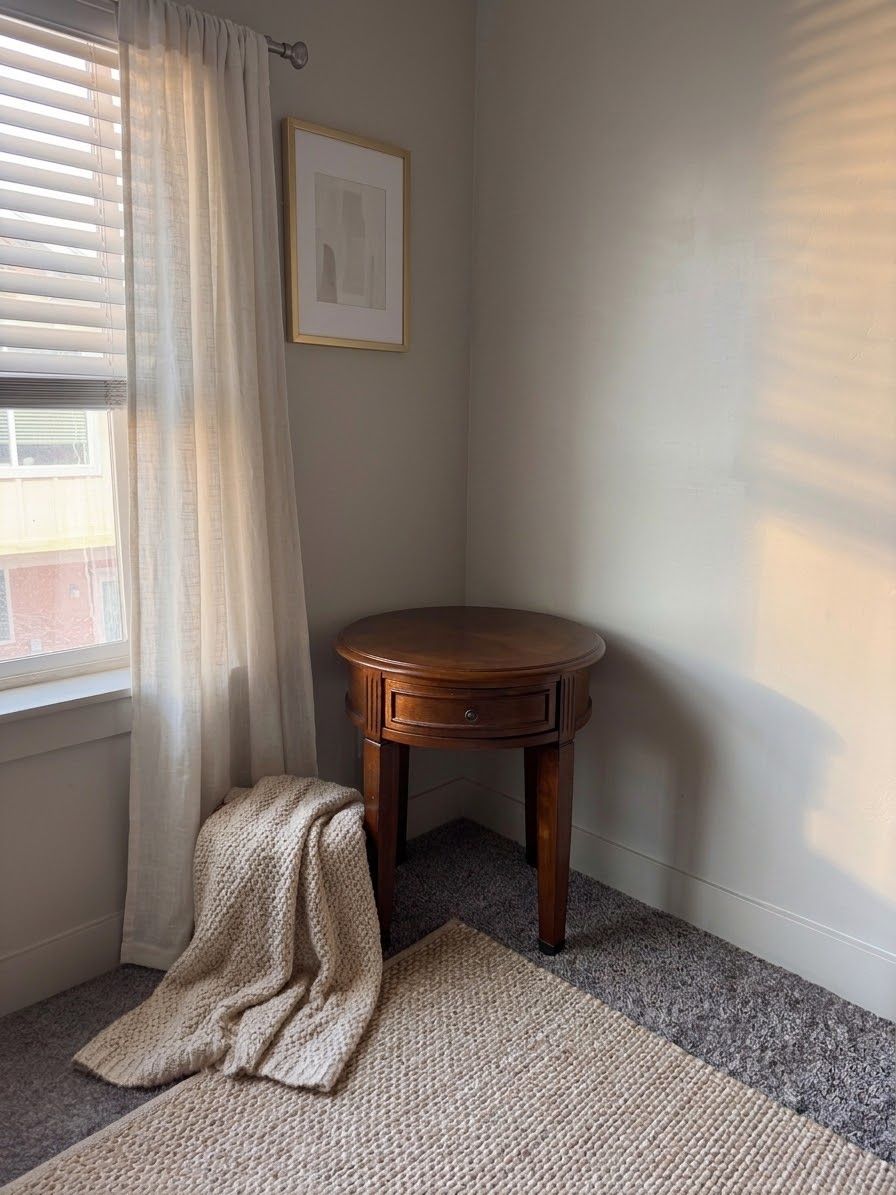 Vintage Round Wooden End Table
