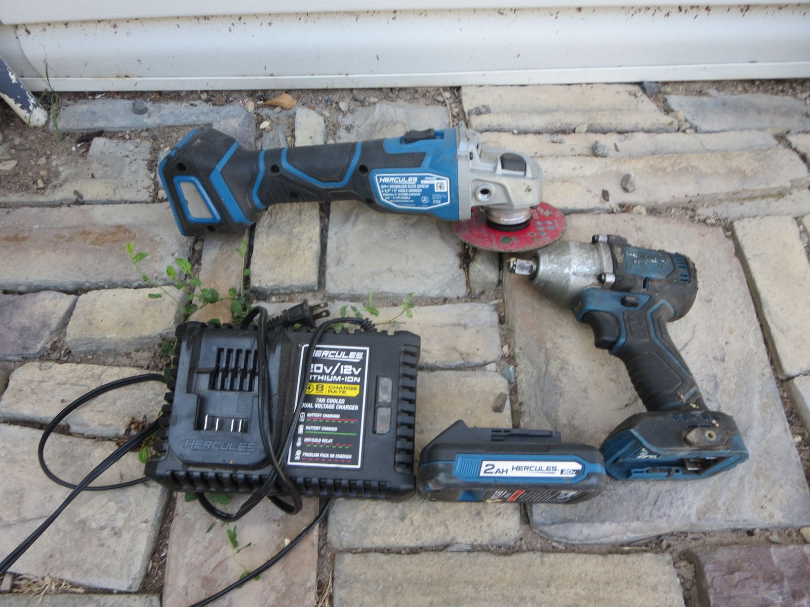Hercules 20V Cordless Angle Grinder and Impact Wrench Bundle with 2Ah Battery and Charger
