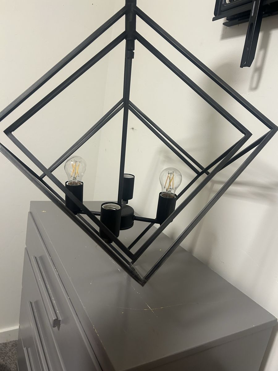 Modern Matte Black Geometric Cube Pendant Light Chandelier