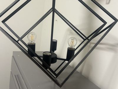 Modern Matte Black Geometric Cube Pendant Light Chandelier