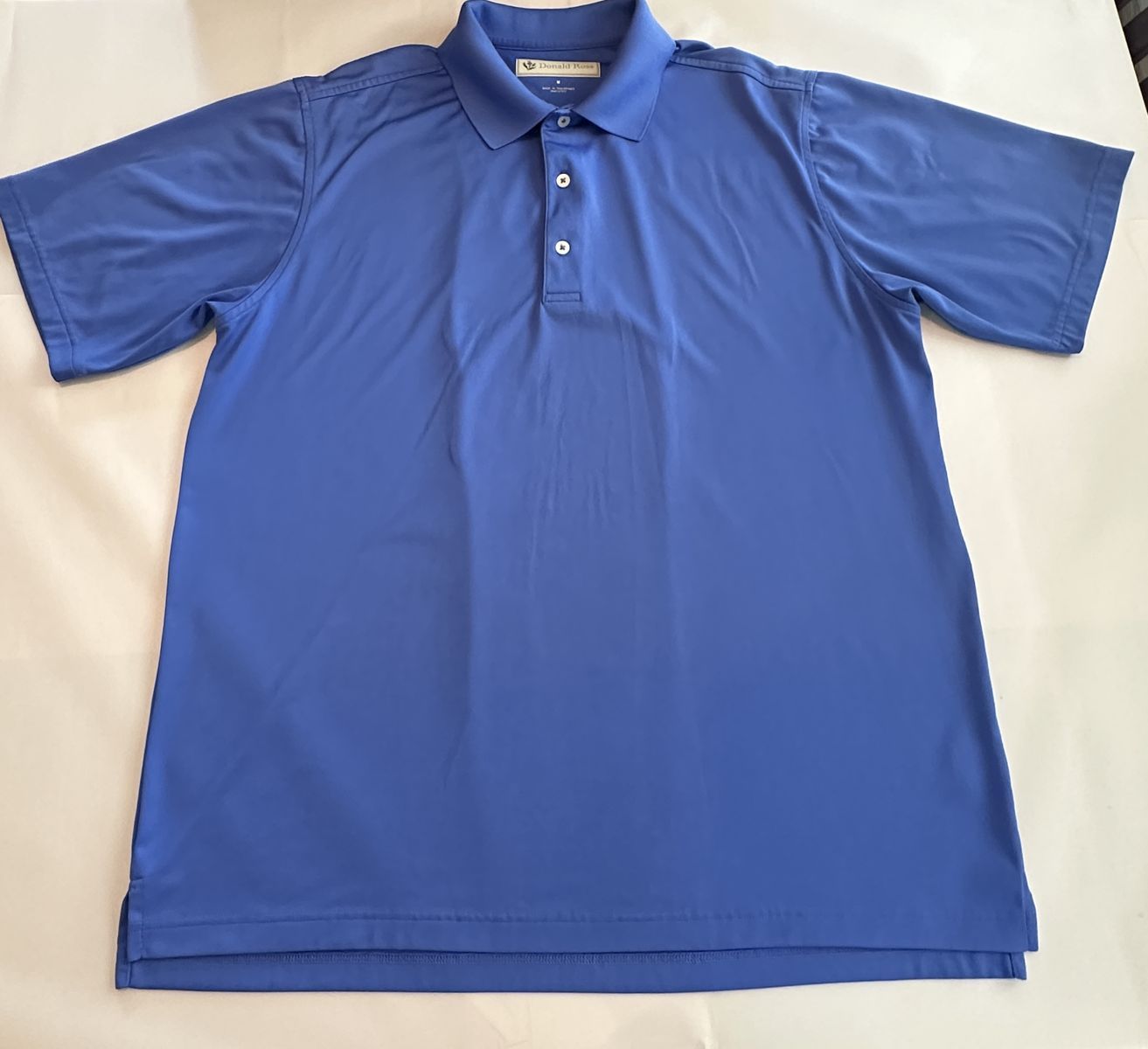 Donald Ross Mens Medium Blue Golf Polo Shirt Performance Stretch Short Sleeve