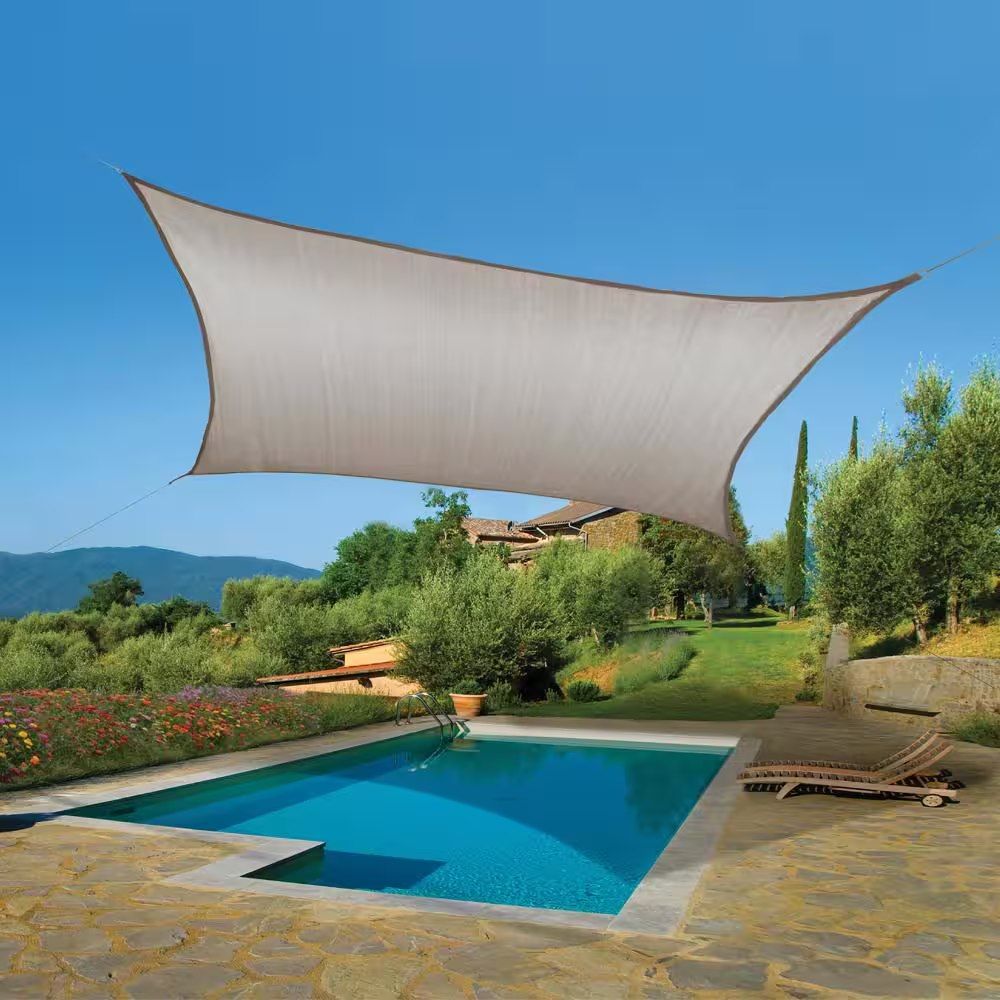 Vigoro 8 ft. x 12 ft. Almond Rectangle Shade Sail
