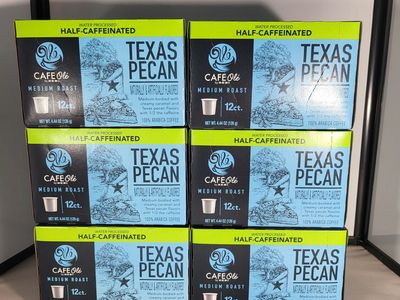 1 Case CAFE Olé Texas Pecan Half Caffinated Medium Roast Single Serve Cups 72ct.