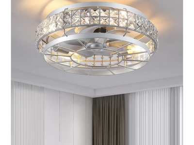 SHIHOT 18" Low Profile Crystal Ceiling Fan — new