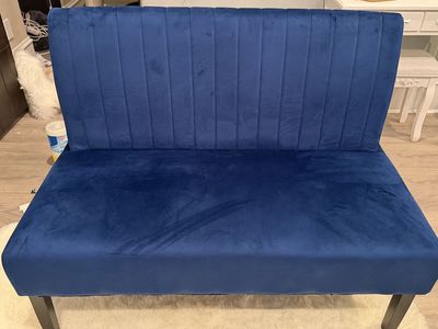 Blue Velvet Couch Settee or Bench for sale