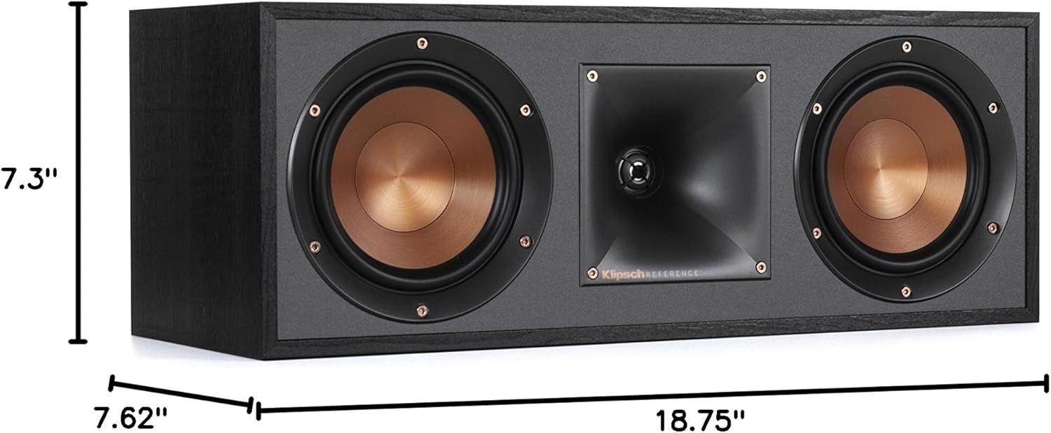 Klipsch R-52C Center Speaker Black Copper Spun Woofers 125W
