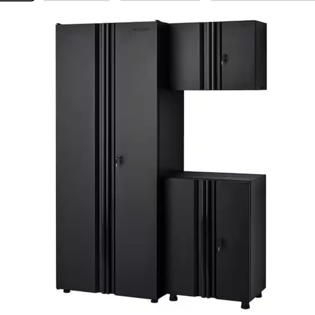 Husky 3-Piece Regular Duty Welded Steel Garage Storage System in Black