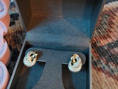Lussoro 18kt Gold Plated Crystal Pave Knot Earrings in Box