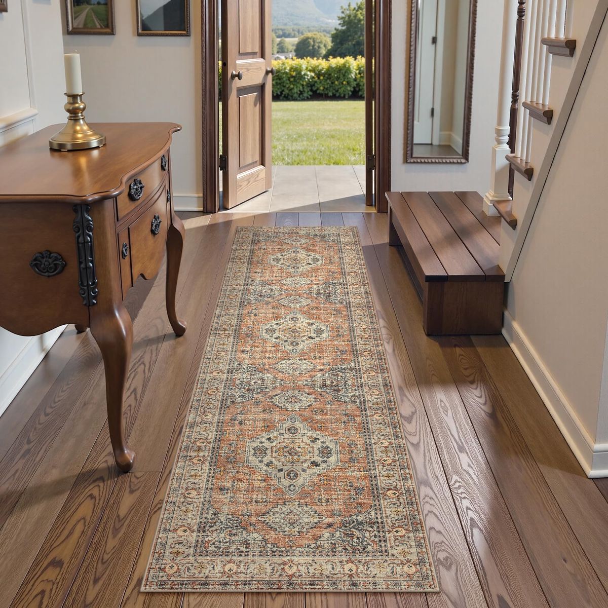 New! Oriental Washable Runner Rug Non Slip, 2x7 Rug Runners for Hallways Non Slip Vintage Ultra-Thin Soft Long Carpet 
