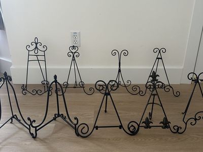 Lot of Black Easel Display Stands - Various Sizes & Styles for Plates, pictures, Art, Books