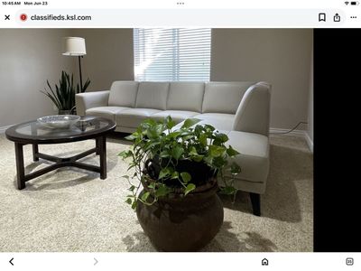 Italian Leather, Mist Grey, Fixed Sectional Sofa