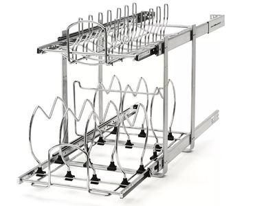 New in Box Rev-A-Shelf Pullout Cabinet Pot and Pan Organizer, 12" Width, 5CW2-1222-CR