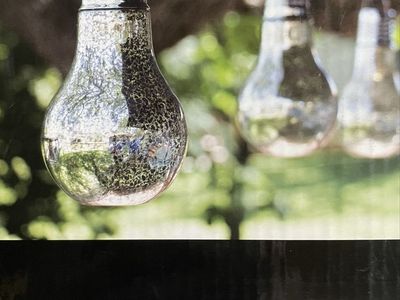 Mercury Glass Solar Powered Light Bulbs - 6 Bulbs, 12ft Rope, Rechargeable, Warm White LEDs