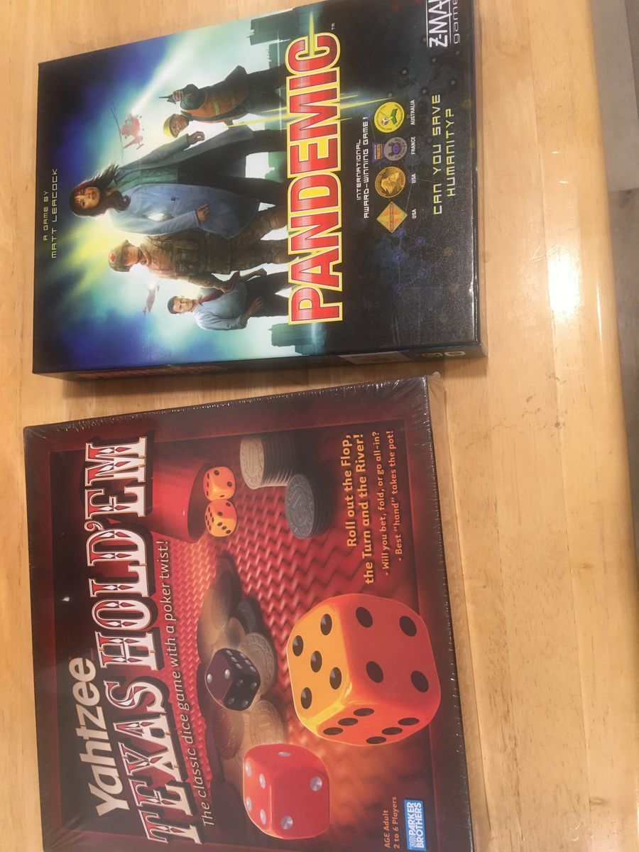 Yahtzee Texas Hold'em & Pandemic Board Games - New, Unopened Strategy & Dice Games