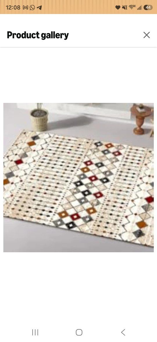Boho Geometric Area Rug - Cream with Multicolored Diamond Pattern 270x370 cm