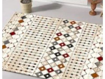 Boho Geometric Area Rug - Cream with Multicolored Diamond Pattern 270x370 cm