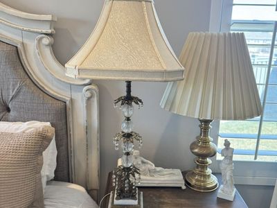 Vintage Italian Carrera Marble Lamp Set