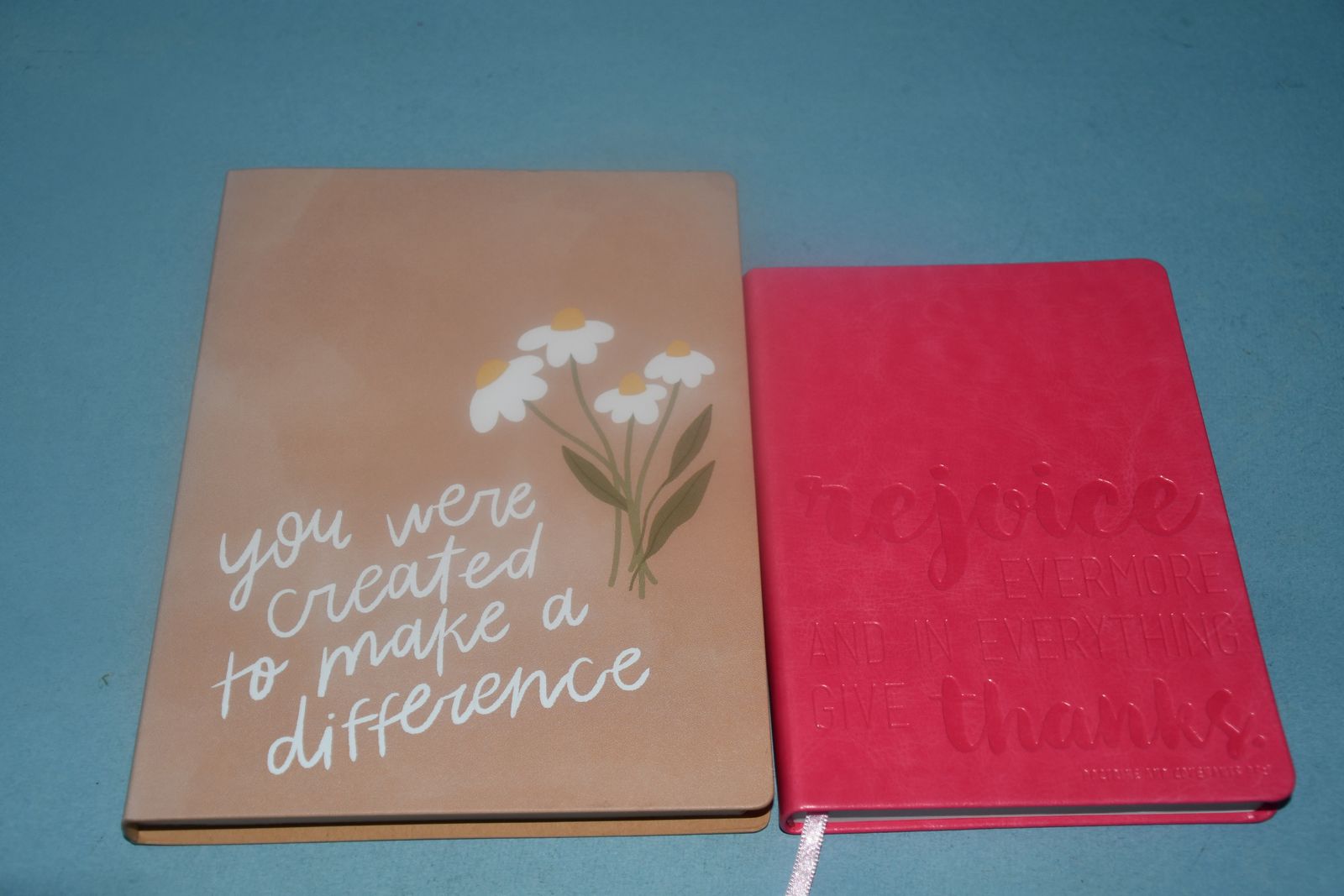 2 NEW "JOURNAL BOOKS" ~ 5" x 7" & 6" x 8" ~ GIVE THANKS & YOU WERE CREATED TO MAKE A DIFFERENCE ~ BOTH FOR $5