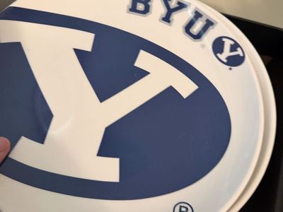 New BYU The Memory Company Licensed Ceramic Plate, White/Blue, Dishwasher/Microwave Safe