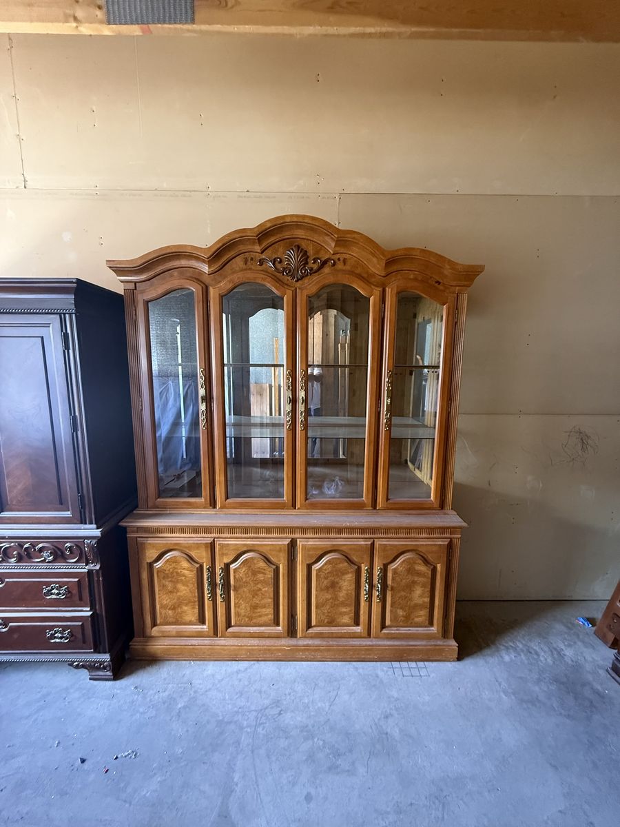 Wood China Cabinet/ Glass Display