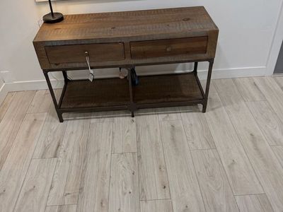 Rustic Industrial Console Table with Dual Drawer