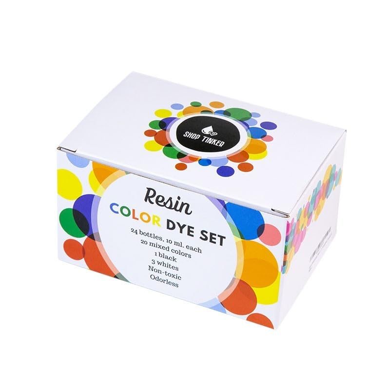 SHOP TINKER Resin Color Dye Set - 24 Non-Toxic, Odorless 10ml Bottles, 24 Mixed Colors for Epoxy, DIY Crafts