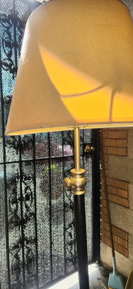 Vintage Chrome and Black Floor Lamp with Shade