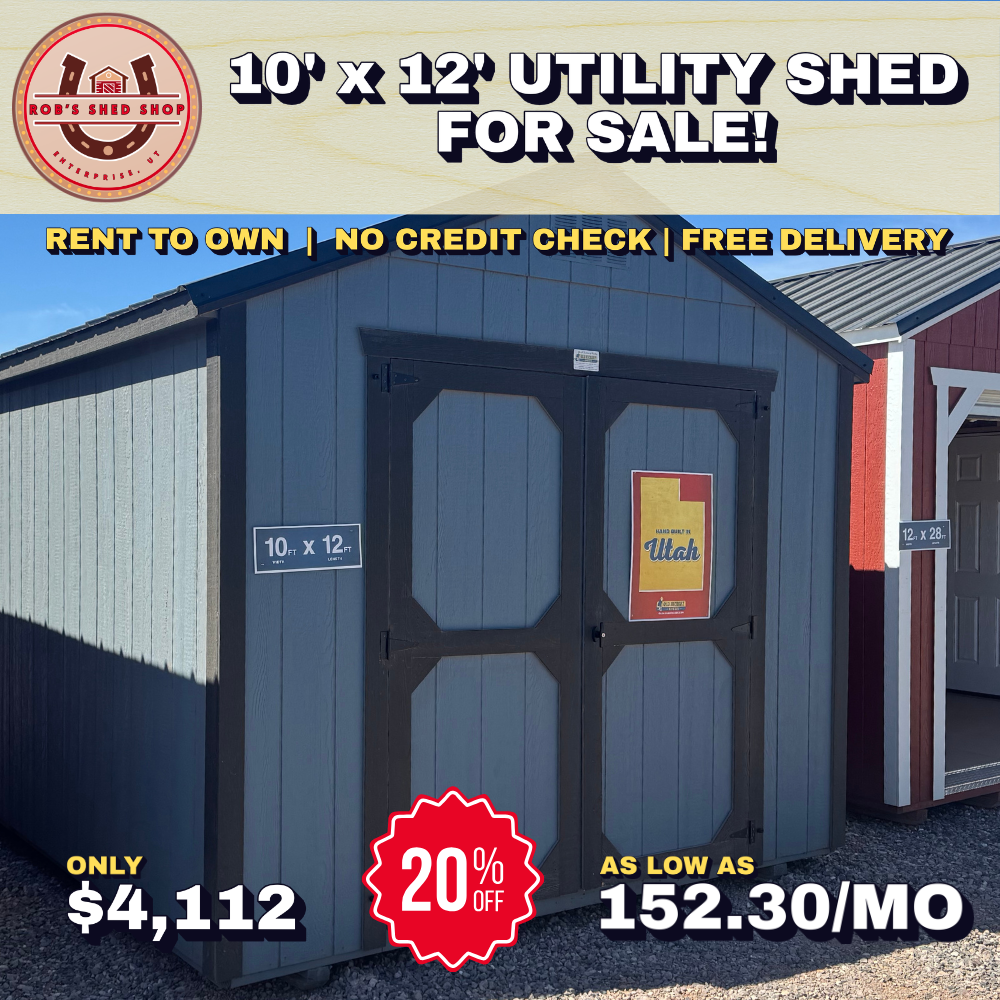 10x12 Utility Shed – FREE Delivery – Rent to Own $152/mo or $4,112 Cash – No Credit Check