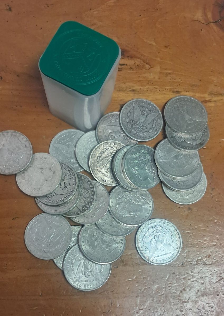 Pile of Morgan Silver Dollars 