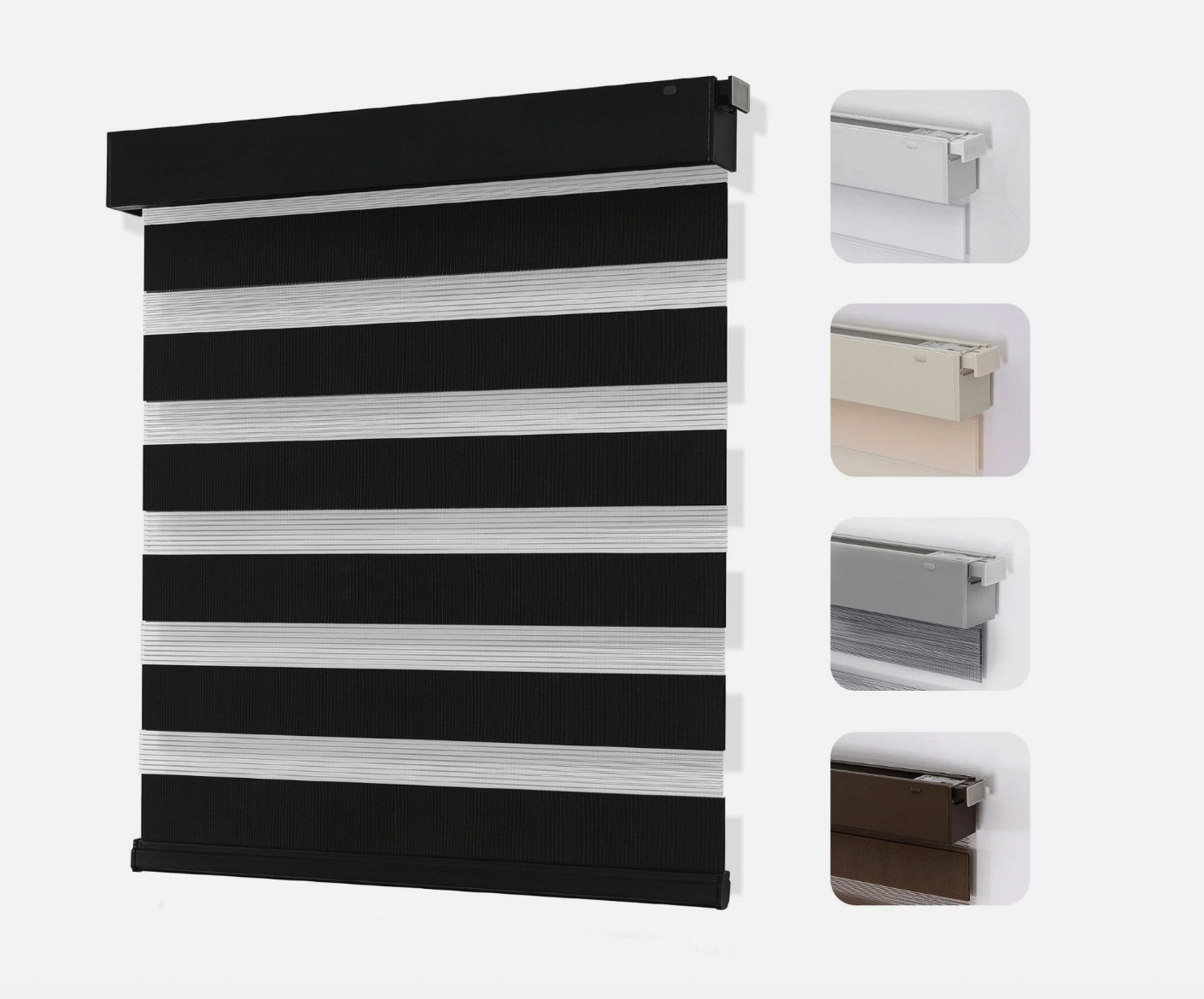 Joydeco No Drill Zebra Blinds 35x75 Black Cordless Day Night Roller Shade
