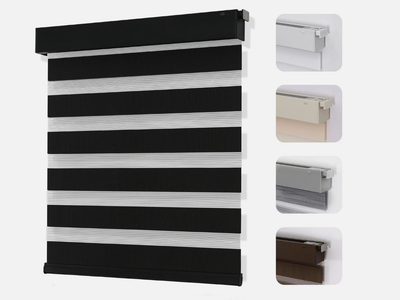 Joydeco No Drill Zebra Blinds 35x75 Black Cordless Day Night Roller Shade
