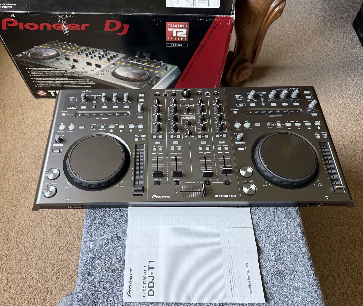 Pioneer DDJ-T1 Traktor 4-Channel DJ Controller with Original Box and Manual
