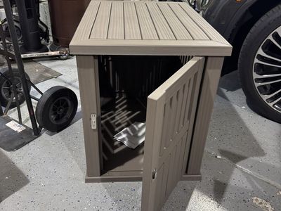 Dog House 30-Inch Heavy Duty Dog Crate Furniture, Indoor/Outdoor Plastic Pet Cage - Classic Grey
