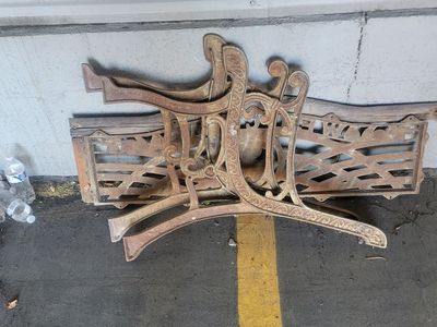 Vintage Cast Iron Bench Ends and Backrest Parts