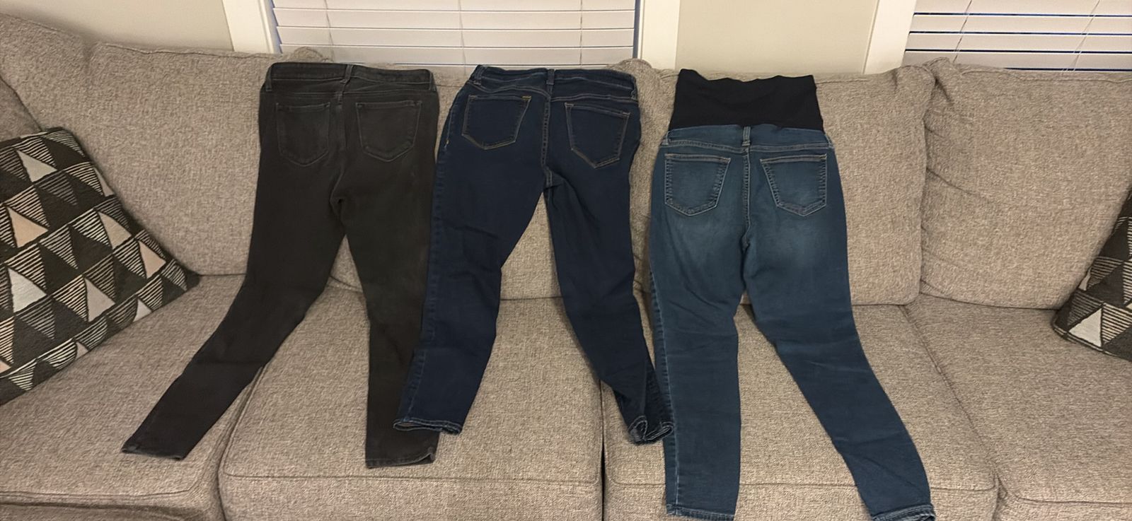 Maternity Jeans Bundle - 3 Pairs, Black and Blue Washes