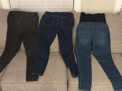 Maternity Jeans Bundle - 3 Pairs, Black and Blue Washes