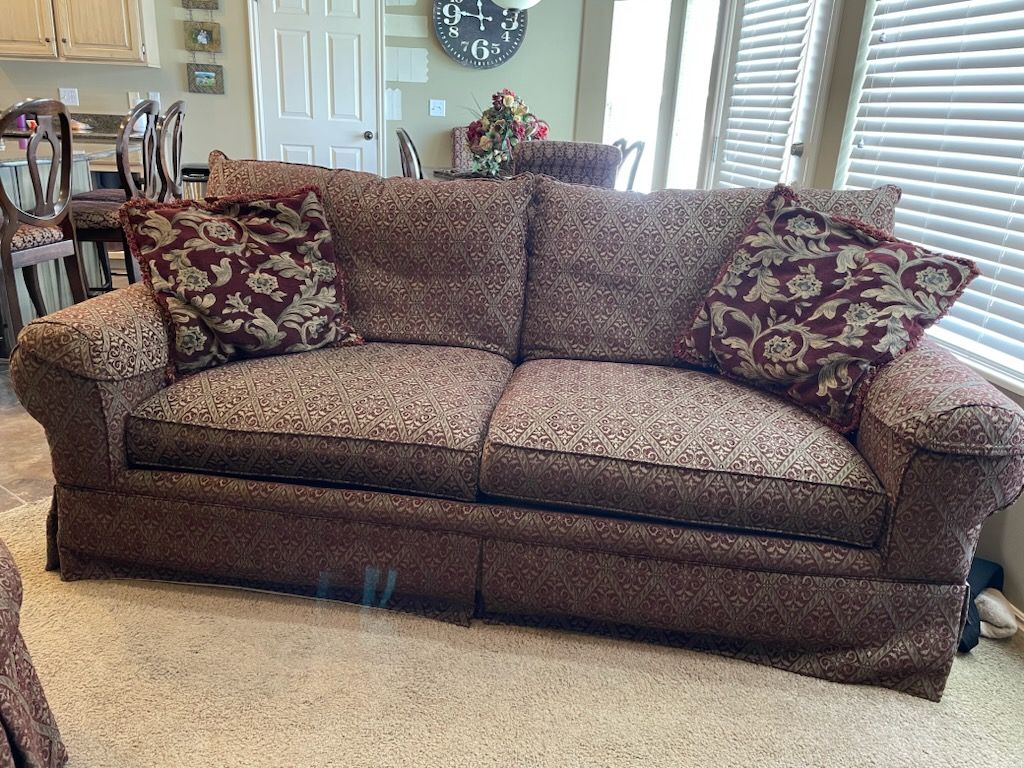 Custom Fabric Sofa w/ Chair and A Half & Ottoman