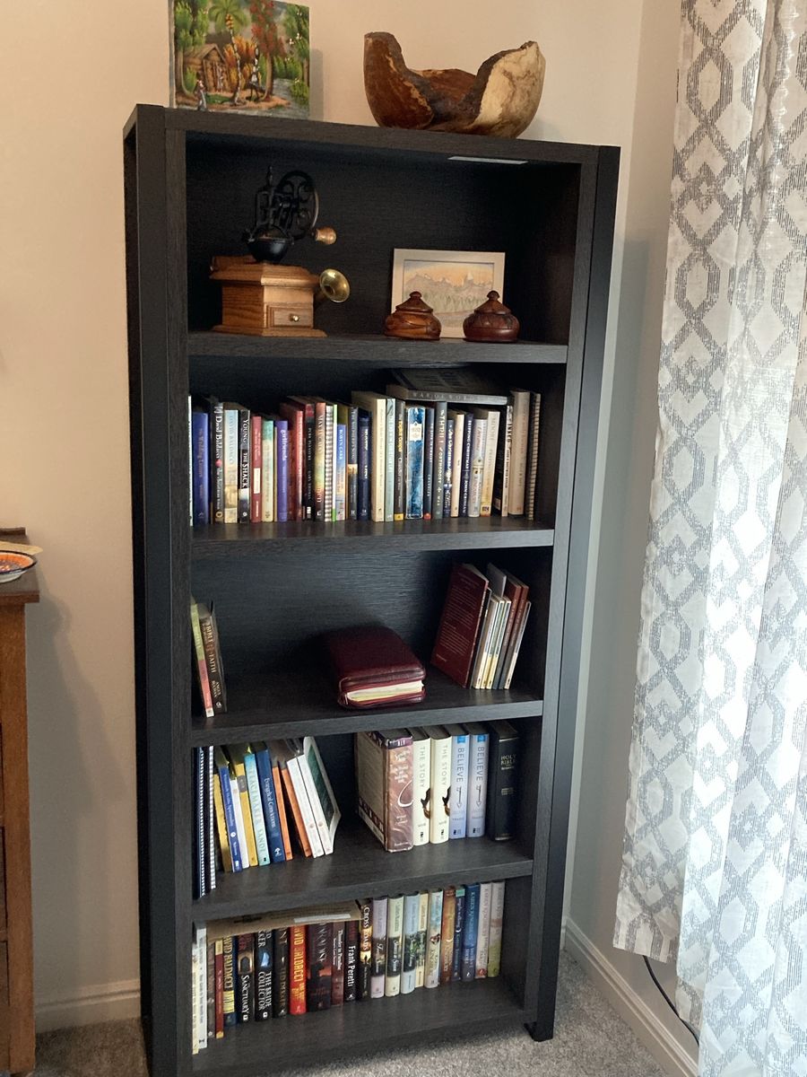 Black 5-Shelf Bookcase, Tall Storage Unit with Adjustable Shelves