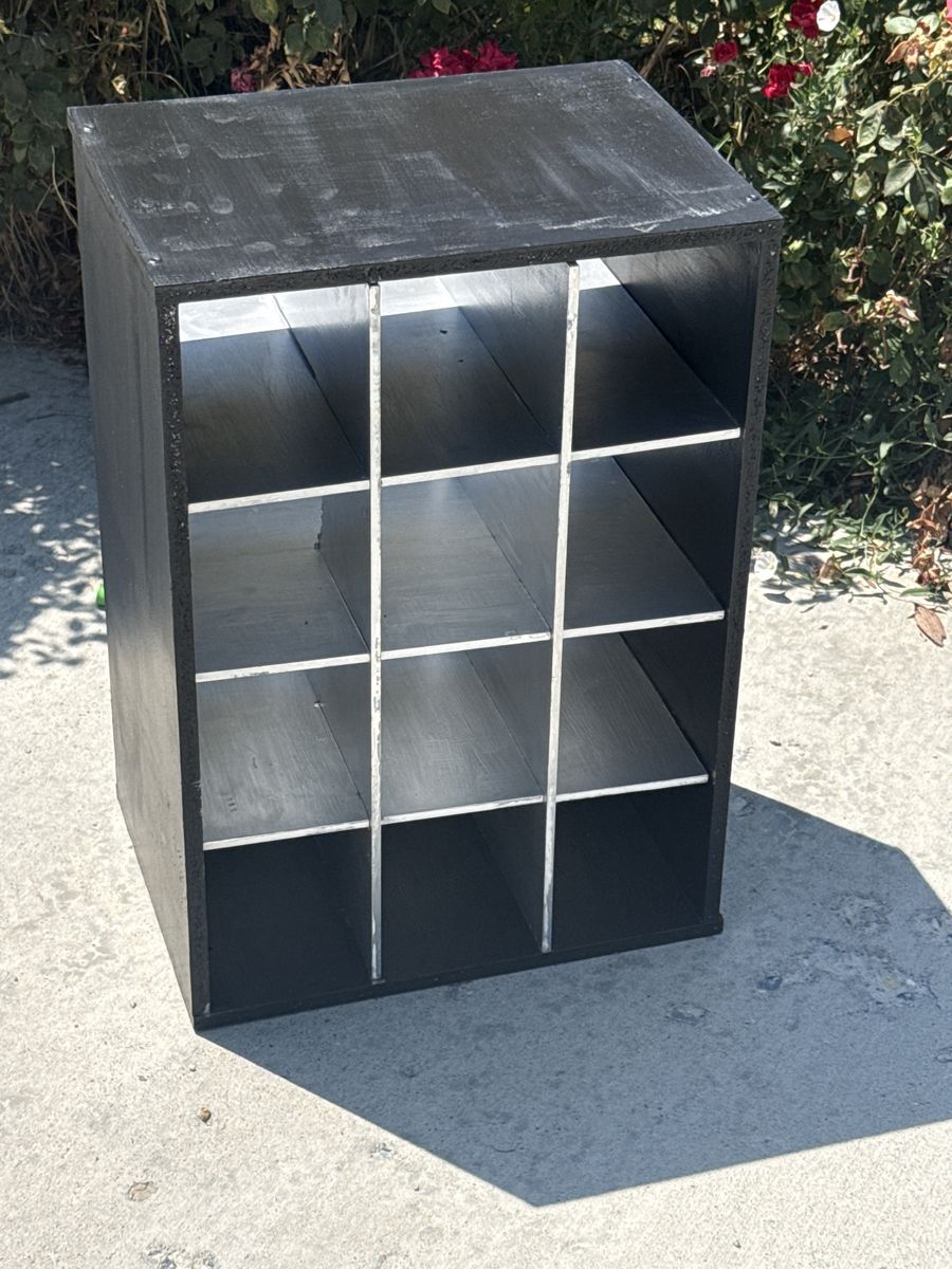 Black Wooden 12-Cubby Storage Unit / Wine Rack Organizer