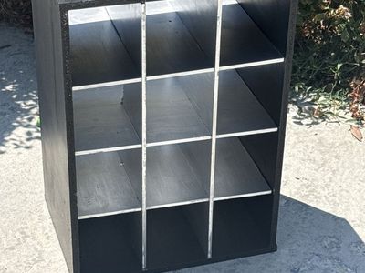 Black Wooden 12-Cubby Storage Unit / Wine Rack Organizer