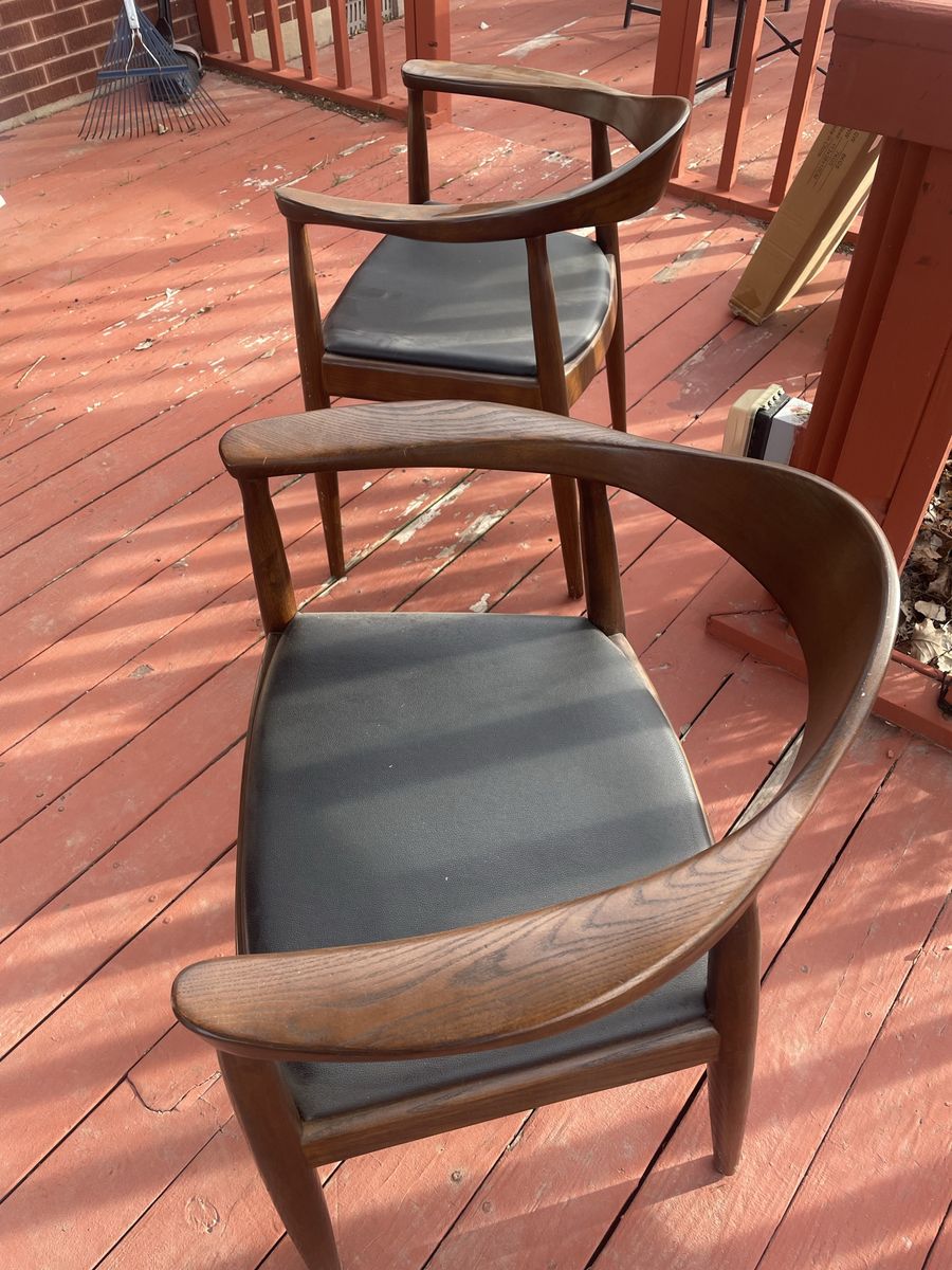 2 Nice wood and vinyl chairs