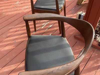 2 Nice wood and vinyl chairs