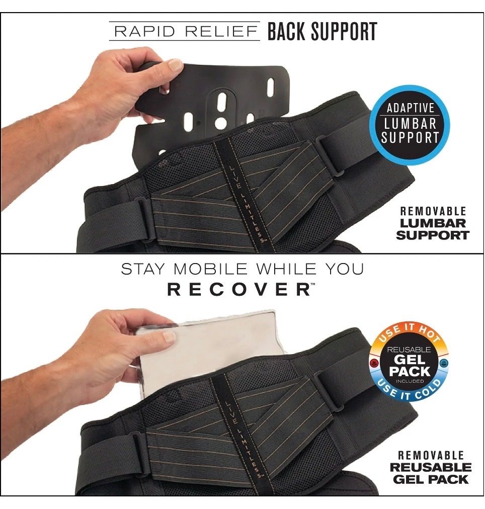 Copper Fit Rapid Relief Back Support Hot/Cold Therapy with Lumbar Support - One Size