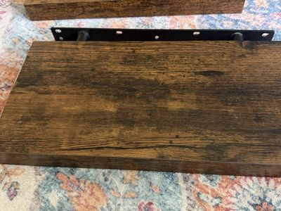Rustic Floating Wall Shelves - Set of 2 Wood & Metal Industrial Style